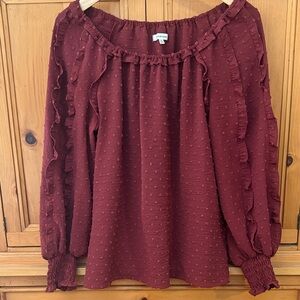 Max Studio Boho-Style Clip Dot Smocked Pullover Peasant Blouse, Small